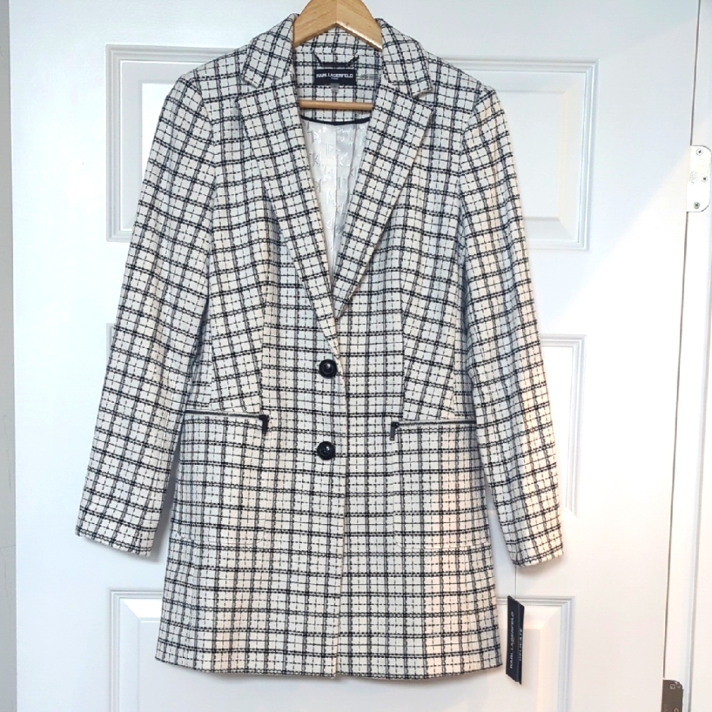 White And Black Plaid Blazer